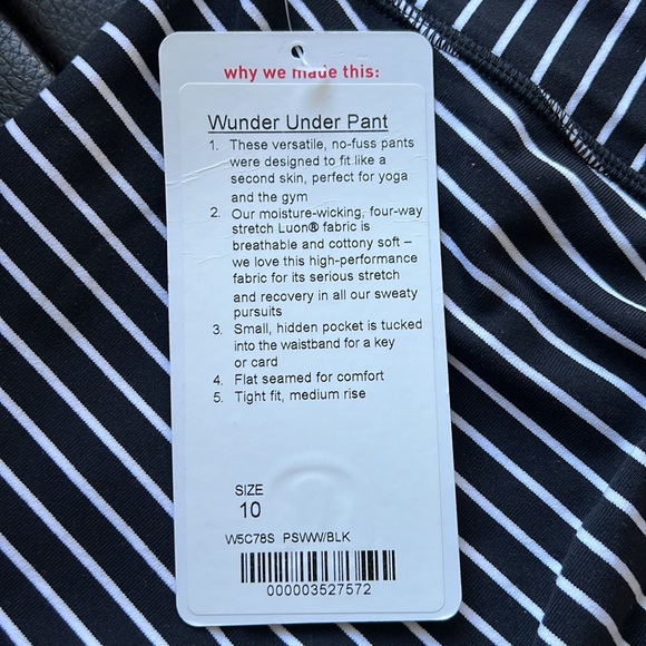Lululemon Wunder Under Pant size 10
Parallel Stripe Black White / Black - Picture 6 of 9